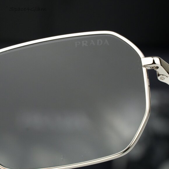 Prada Women Sunglasses Silver Grey Gradient Geometric PRA51S 1BC90A BRAND NEW - Picture 10 of 12